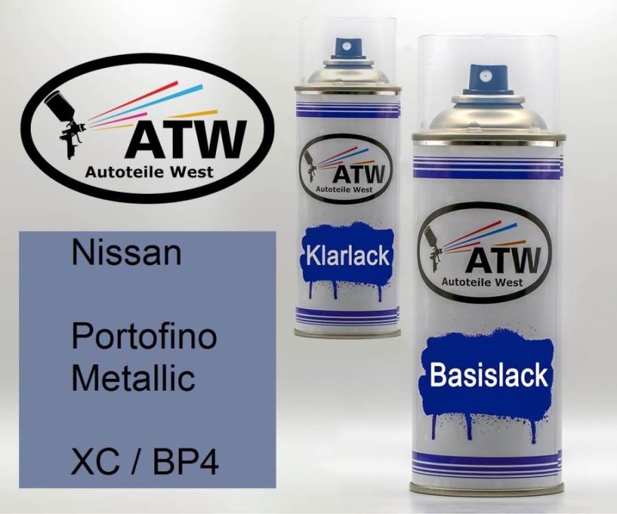 Nissan, Portofino Metallic, XC / BP4: 400ml Sprühdose + 400ml Klarlack - Set, von ATW Autoteile West.